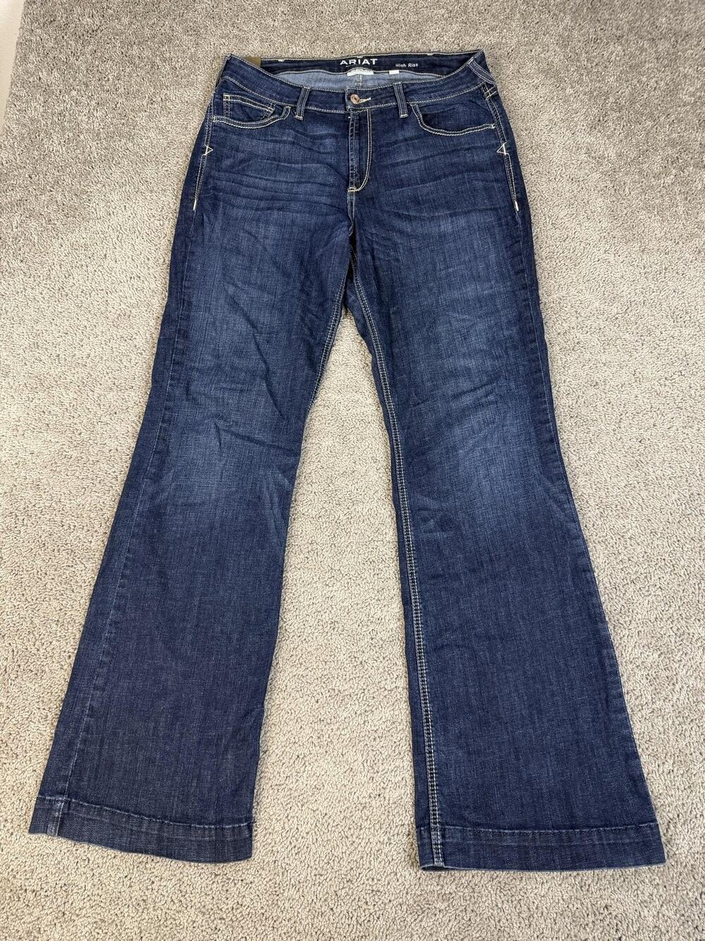 Ariat Jeans Womens 33L Blue Bootcut High Rise Relaxed 33 X 34 Denim Pockets